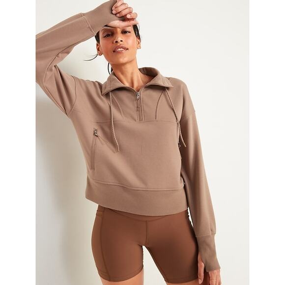 Old Navy Dynamic Fleece Half Zip Scuba Sweatshirt Rare Earth Brown 4X NWT - Picture 1 of 6